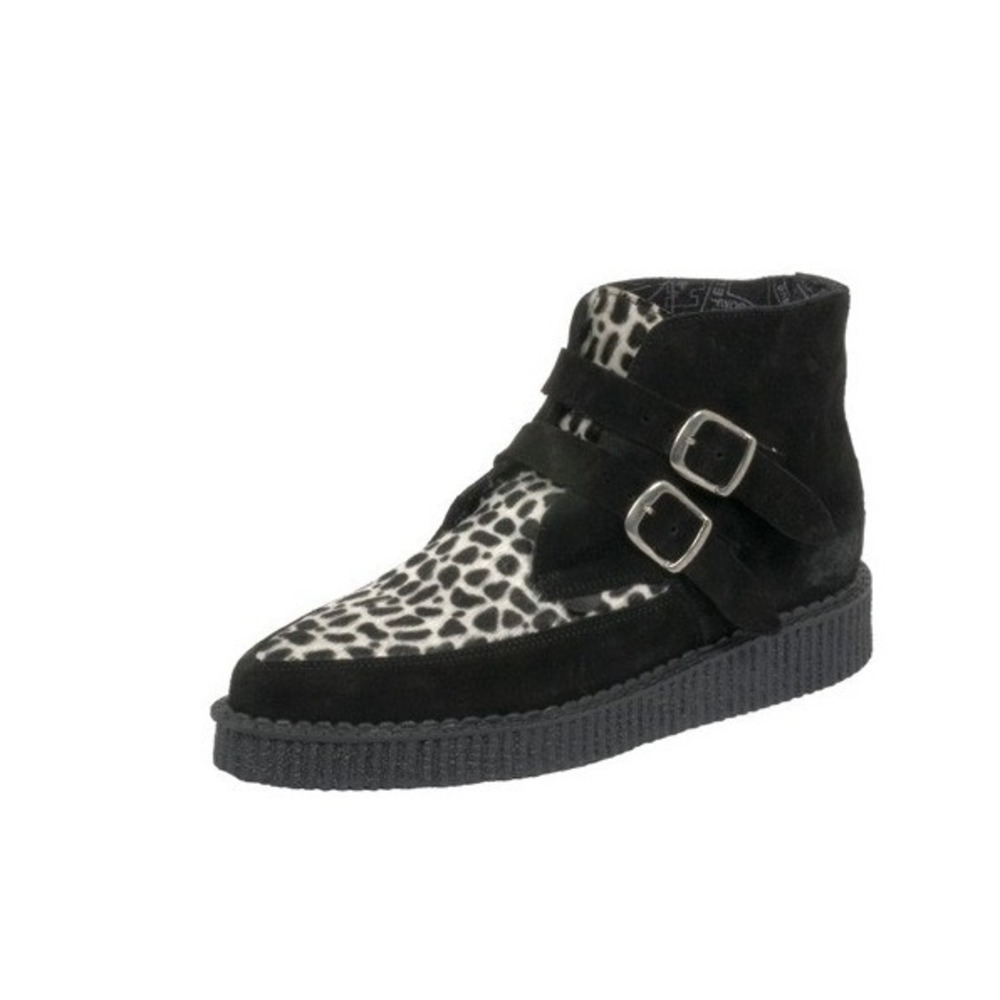Underground England Men Leopard Print Suede Double Buckle Creeper UK 11 US 12